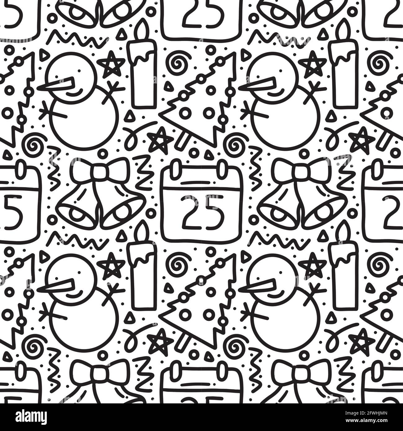 dessin à la main motif du jour de noël Illustration de Vecteur