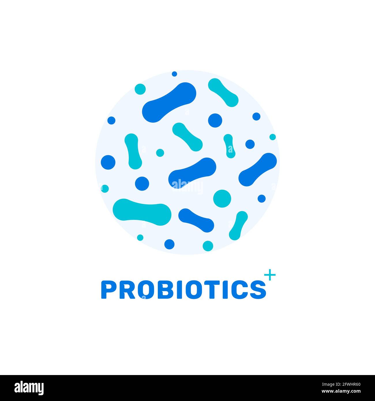 Logo des bactéries probiotiques. Bifidobacteria lactobacillus acidophilus intestinal. Soins de la flore prébiotique lactique saine Illustration de Vecteur