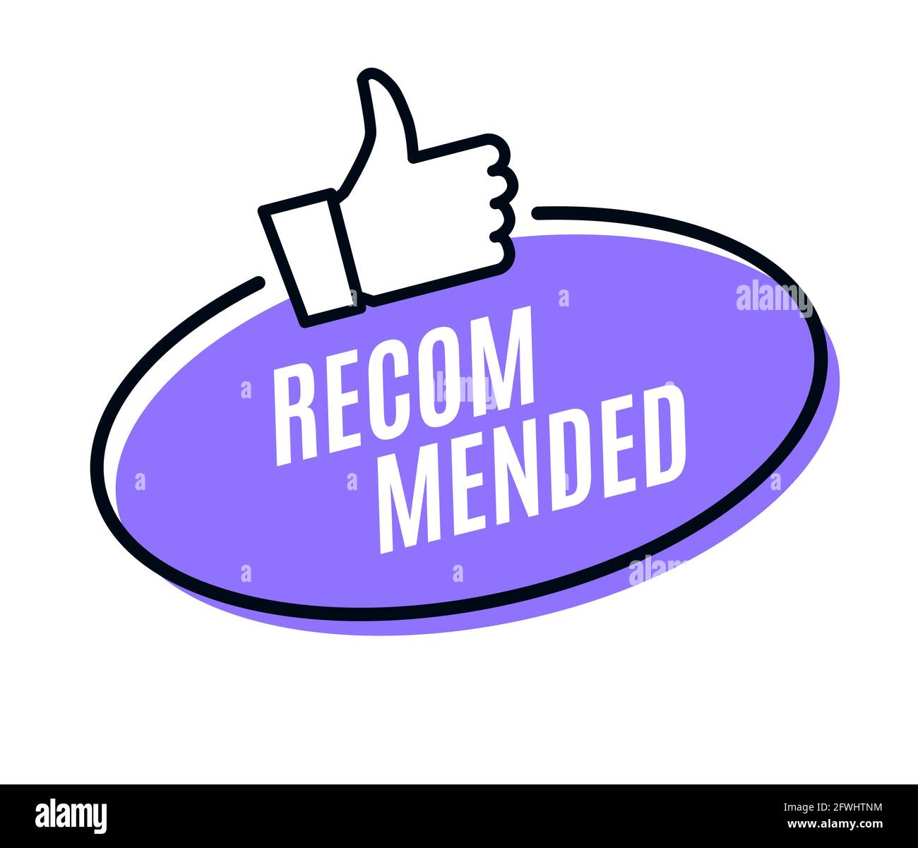 Icône meilleur avantage recommandé. Bon travail ok recommander l'autocollant pouce vers le haut Illustration de Vecteur