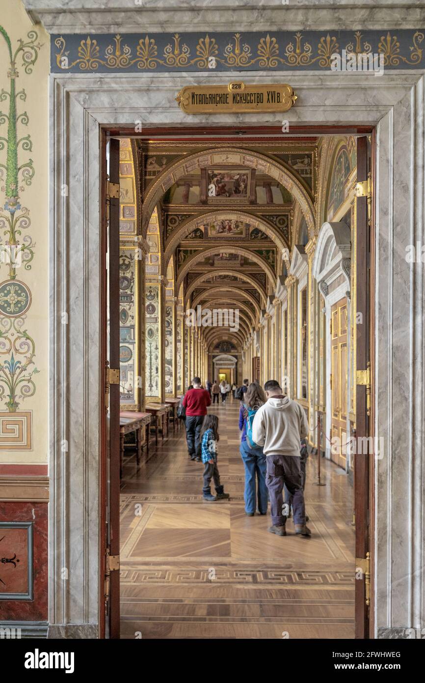 Le Raphael-loggias, créé par l'architecte Giacomo Quarenghi dans les années 1780, Musée de l'Ermitage, Saint-Pétersbourg, Russie Banque D'Images