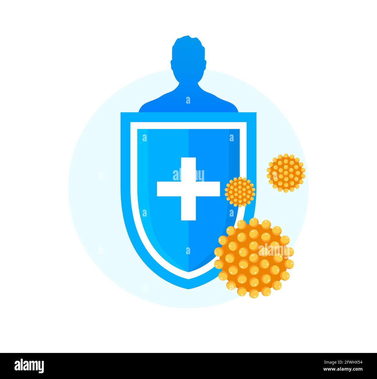 Logo de l'icône vecteur du système immunitaire. Santé bactéries virus ...