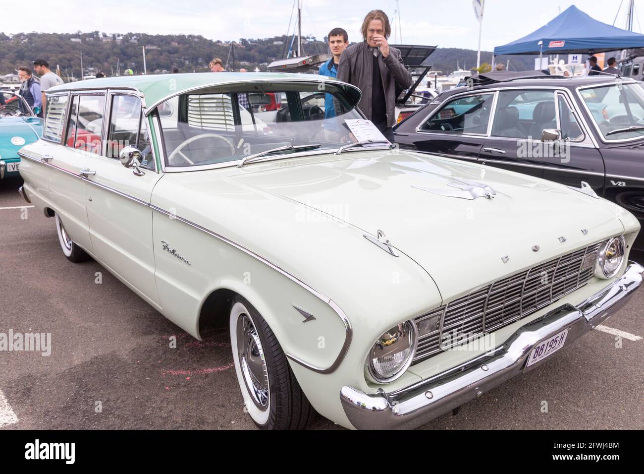 Modèle 1960 Ford Falcon Deluxe dans une voiture classique de Sydney Spectacle à pittwater, Australie Banque D'Images