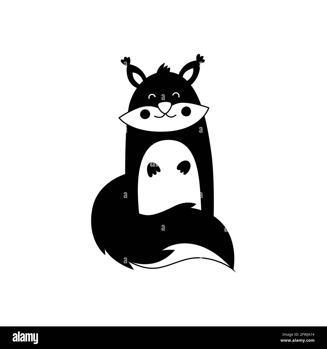 Écureuil de dessin animé sur fond blanc, illustration vectorielle. Illustration de Vecteur