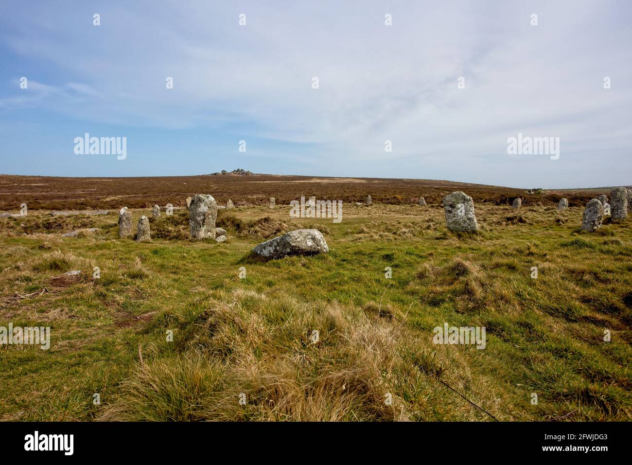 Tregeseal Stone Circle, West Cornwall, Angleterre, Royaume-Uni. HDR Banque D'Images