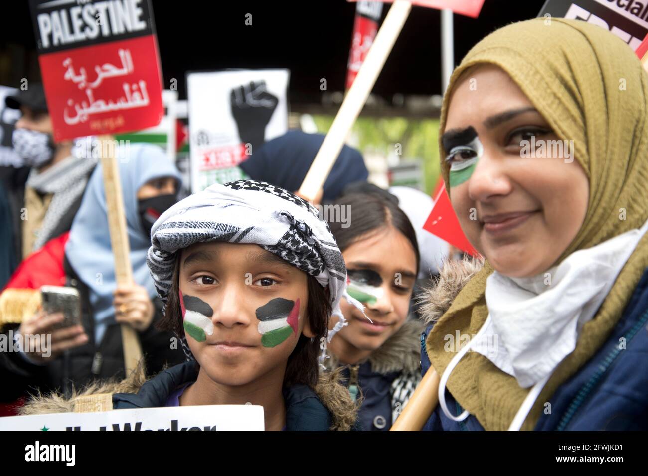 22 mai 2021. Marche solidarité avec la Palestine, centre de Londres. Banque D'Images