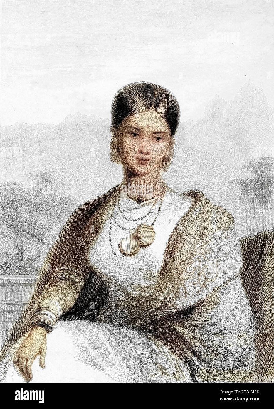 Queen of Candy du livre « The Oriental Annual, or, Scenes in India » du rév. Hobart Caunter publié par Edward Bull, Londres 1834 gravures de dessins de William Daniell Banque D'Images