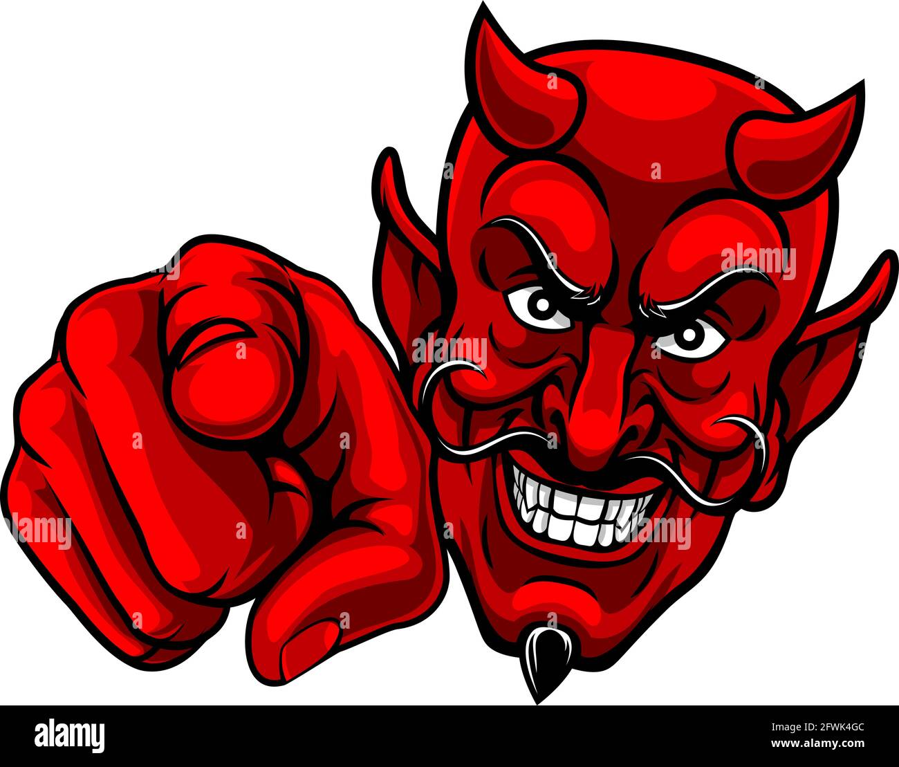 Diable Satan Pointant Doigt À Vous Mascot Cartoon Illustration de Vecteur