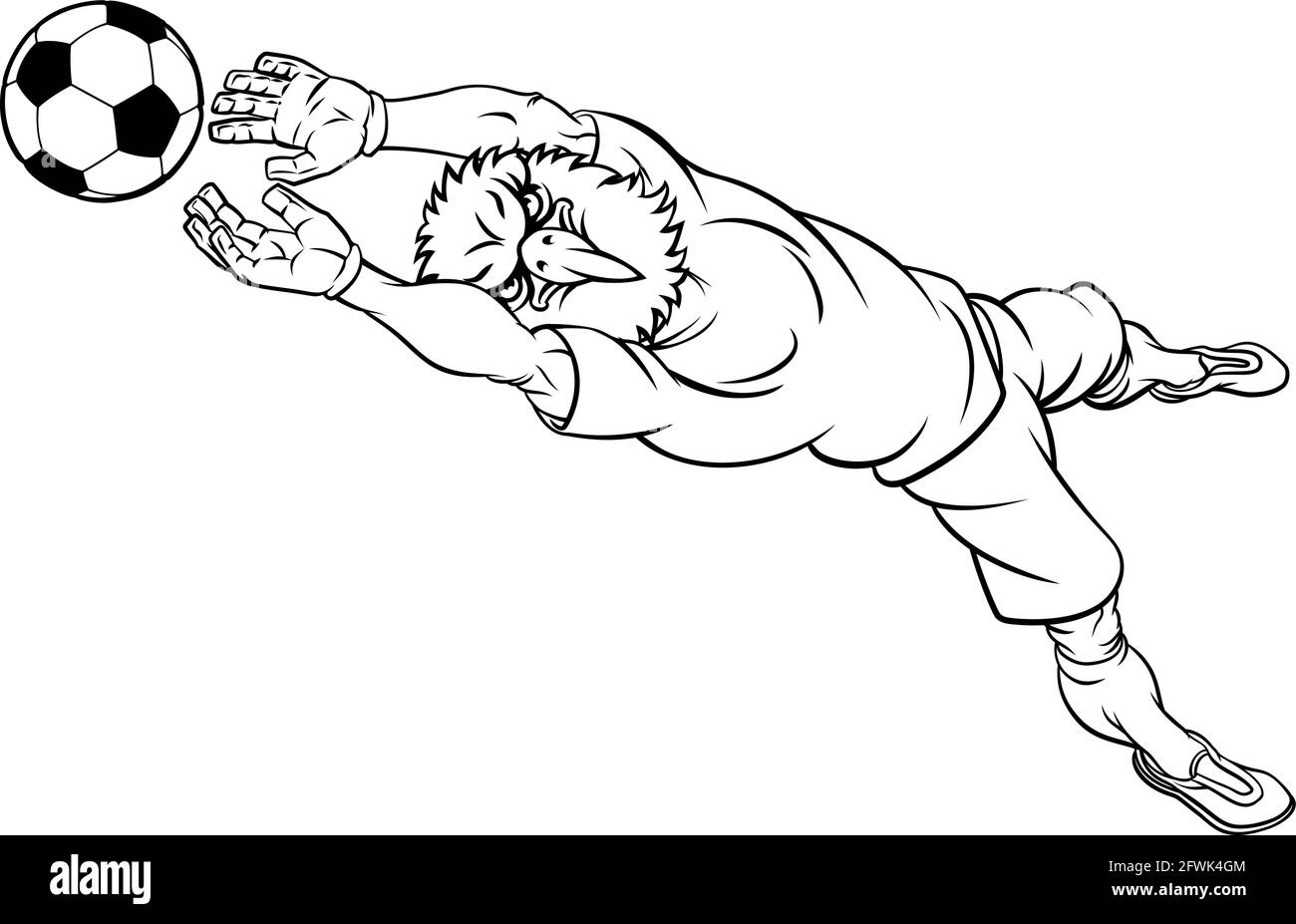 Joueur de football soccer Eagle Sports Animal Mascot Illustration de Vecteur