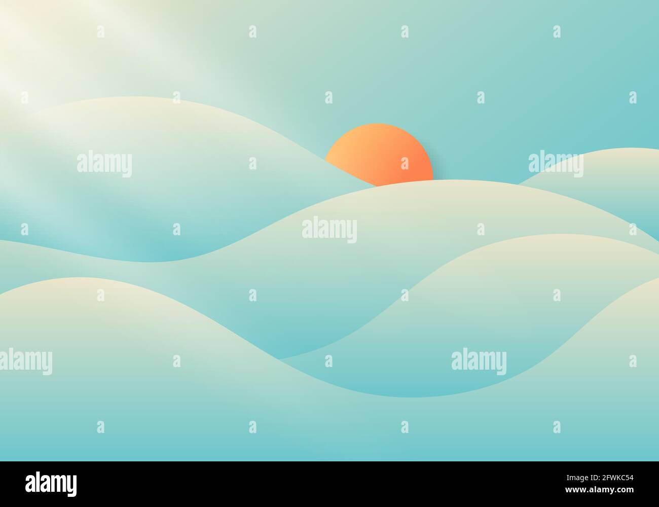 Été nuageux et brumeux avec lumière du soleil sur fond bleu ciel nature concept minimal. Illustration vectorielle Illustration de Vecteur