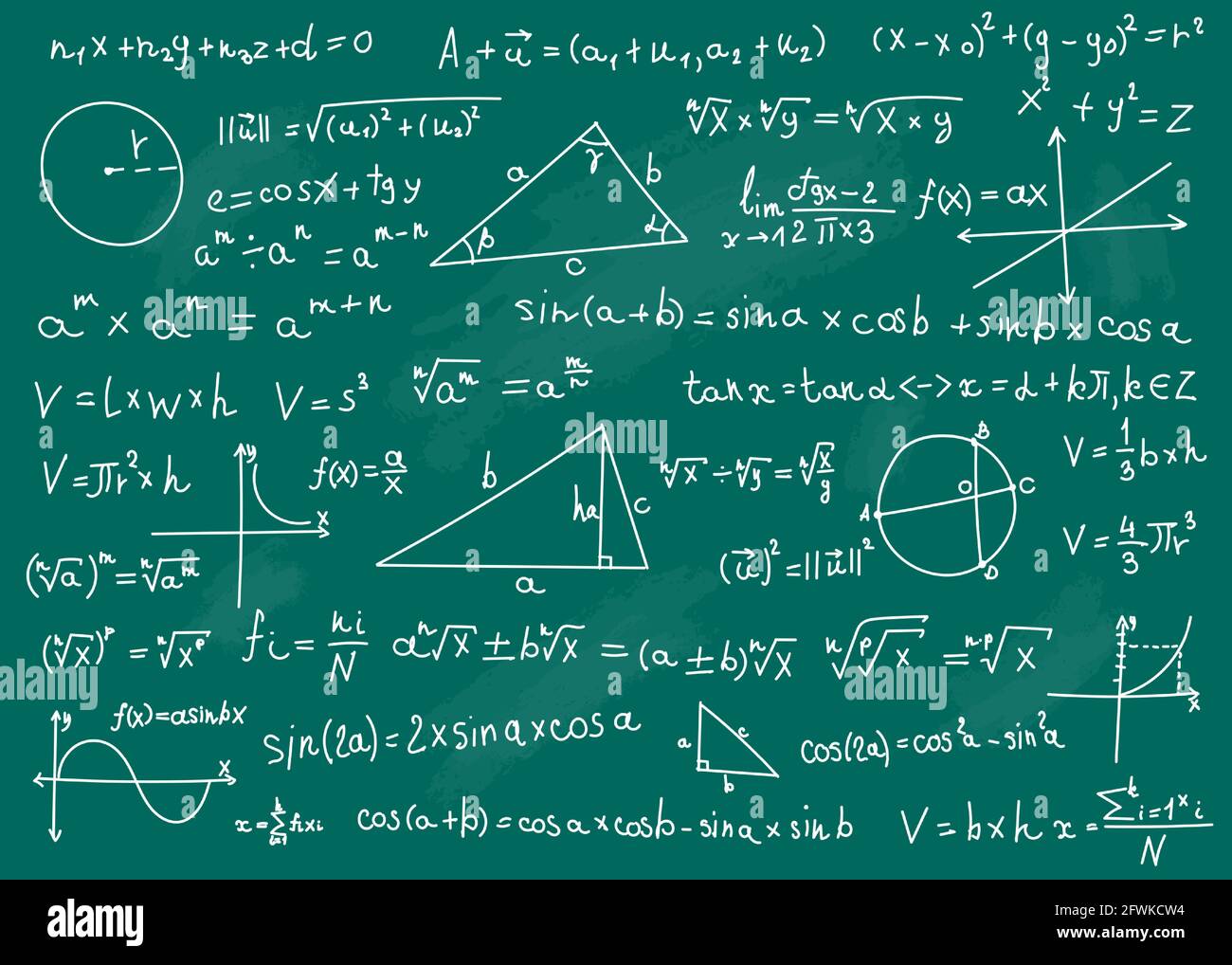 feuilles de calcul de mathématiques en géométrie