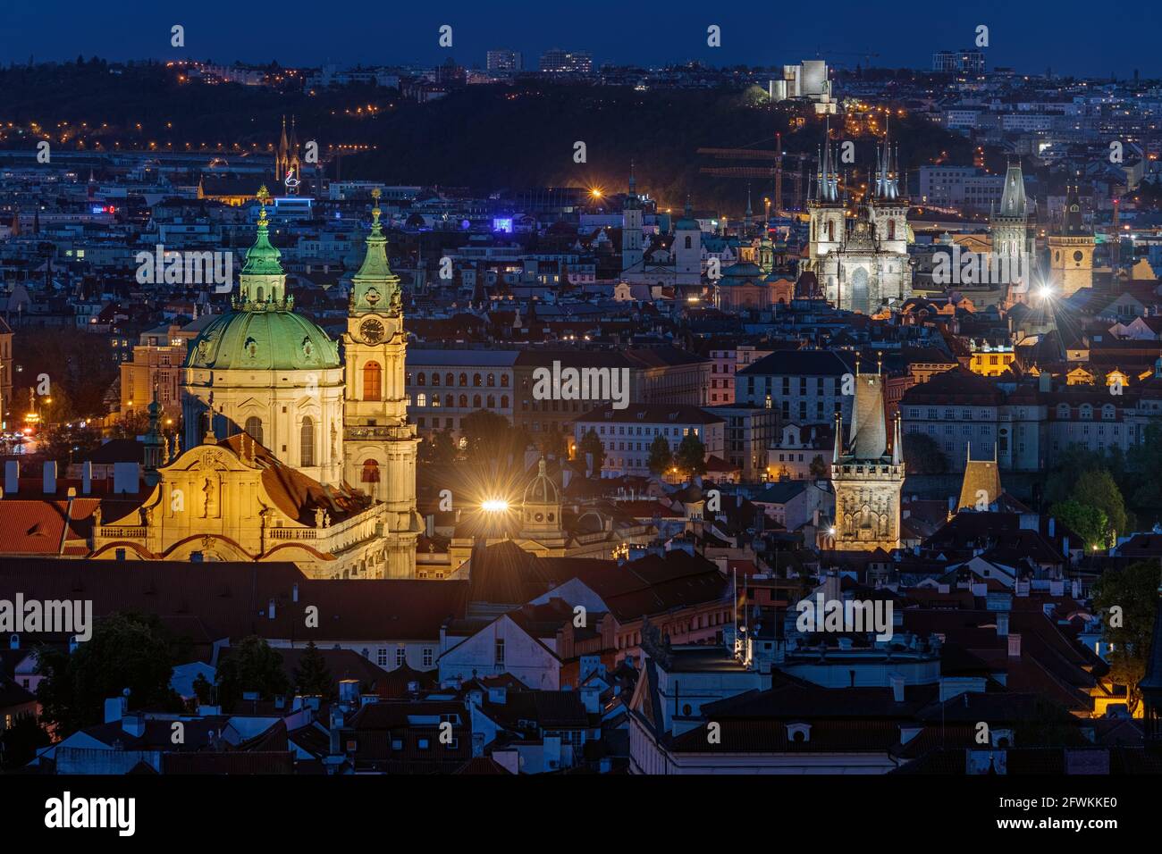 Vue de nuit sur la vieille ville, Prague, République tchèque Banque D'Images