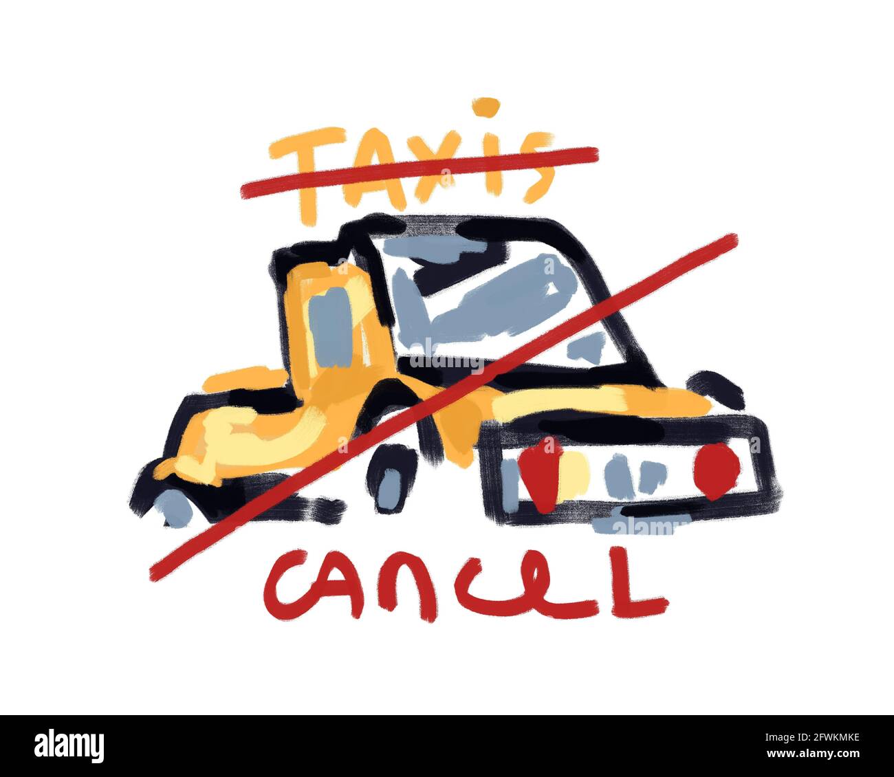Taxi Cancel t-shirt concept avec taxis texte néo expressionnisme style Art avec modernisme tardif art Art moderne pour l'impression et la décoration d'art mural. Banque D'Images