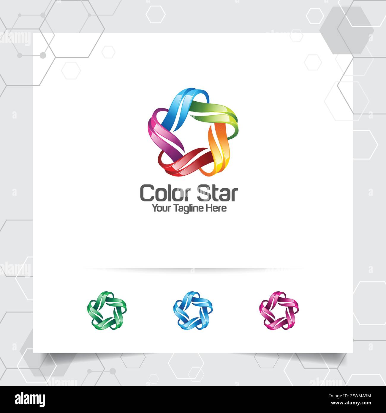 Logo star design concept de symbole de boucle connectée , logo vectoriel en étoile coloré utilisé pour l'impression, le studio et la technologie. Illustration de Vecteur