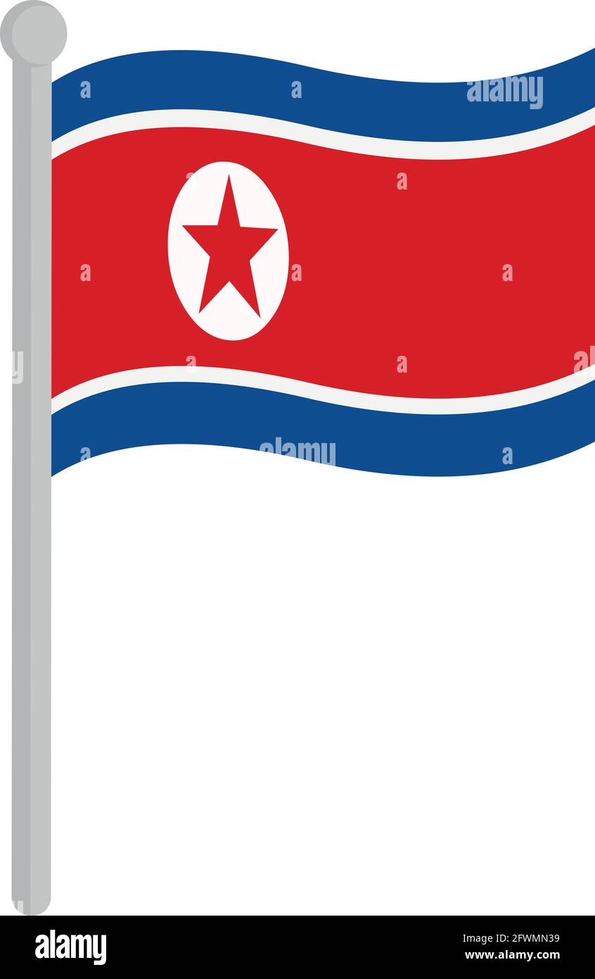 Illustration vectorielle du drapeau de la corée du Nord sur un pôle Illustration de Vecteur