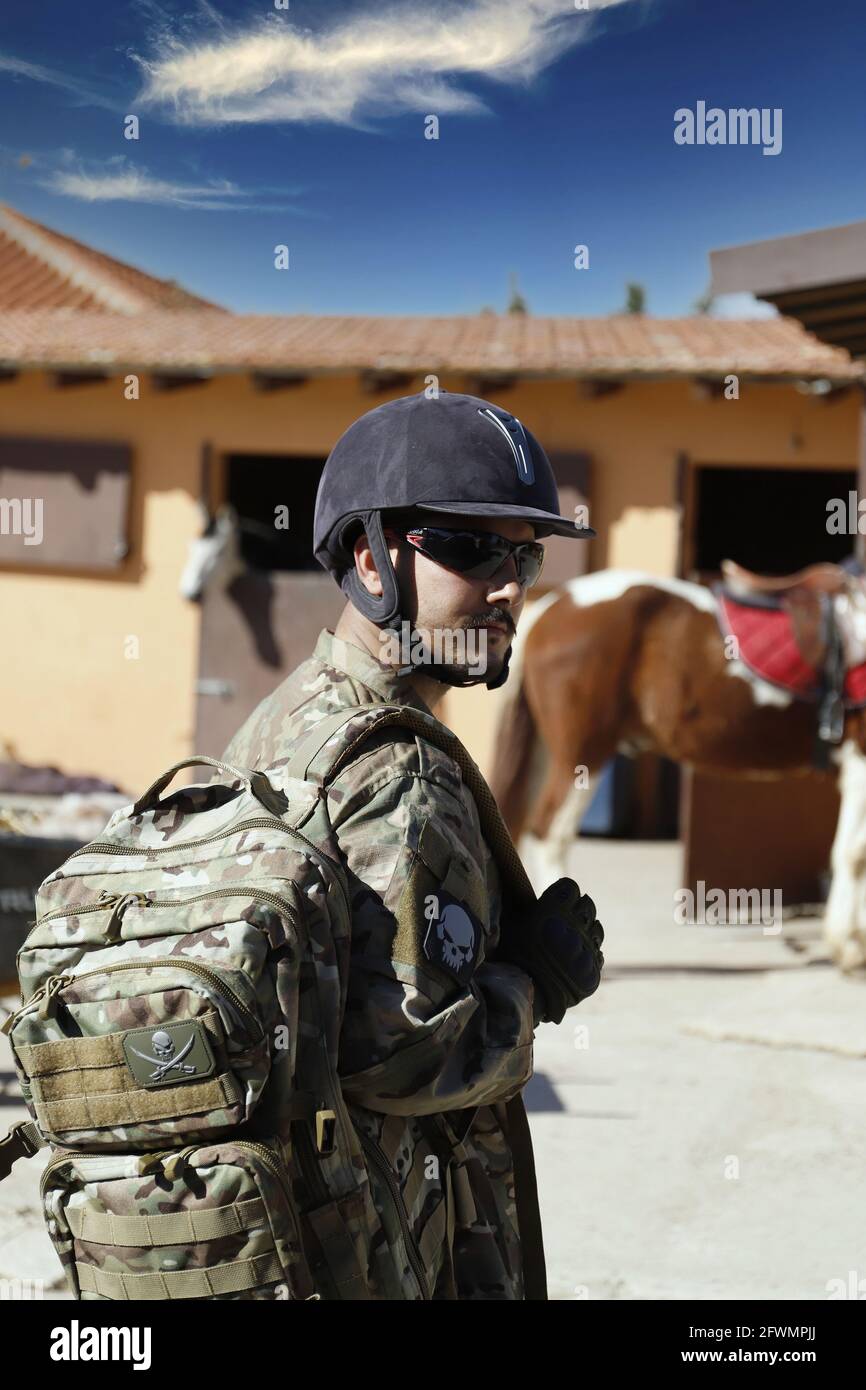 le personnel militaire du régiment de cavalerie en personnel d'action Banque D'Images