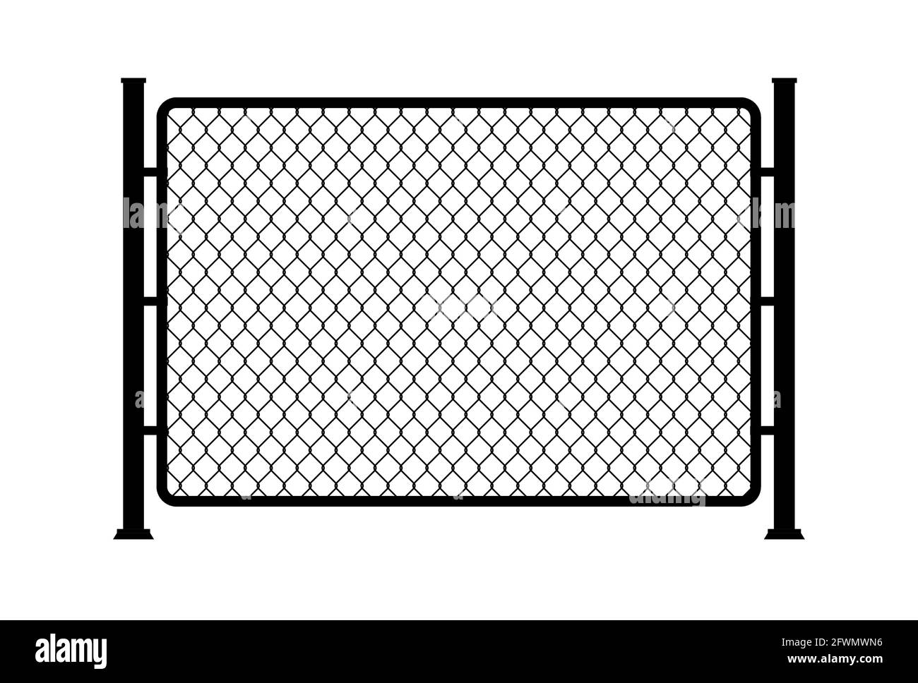 Maillon métallique de la chaîne du fil de clôture. Grille de la cage de clôture de la texture du filet d'acier Illustration de Vecteur