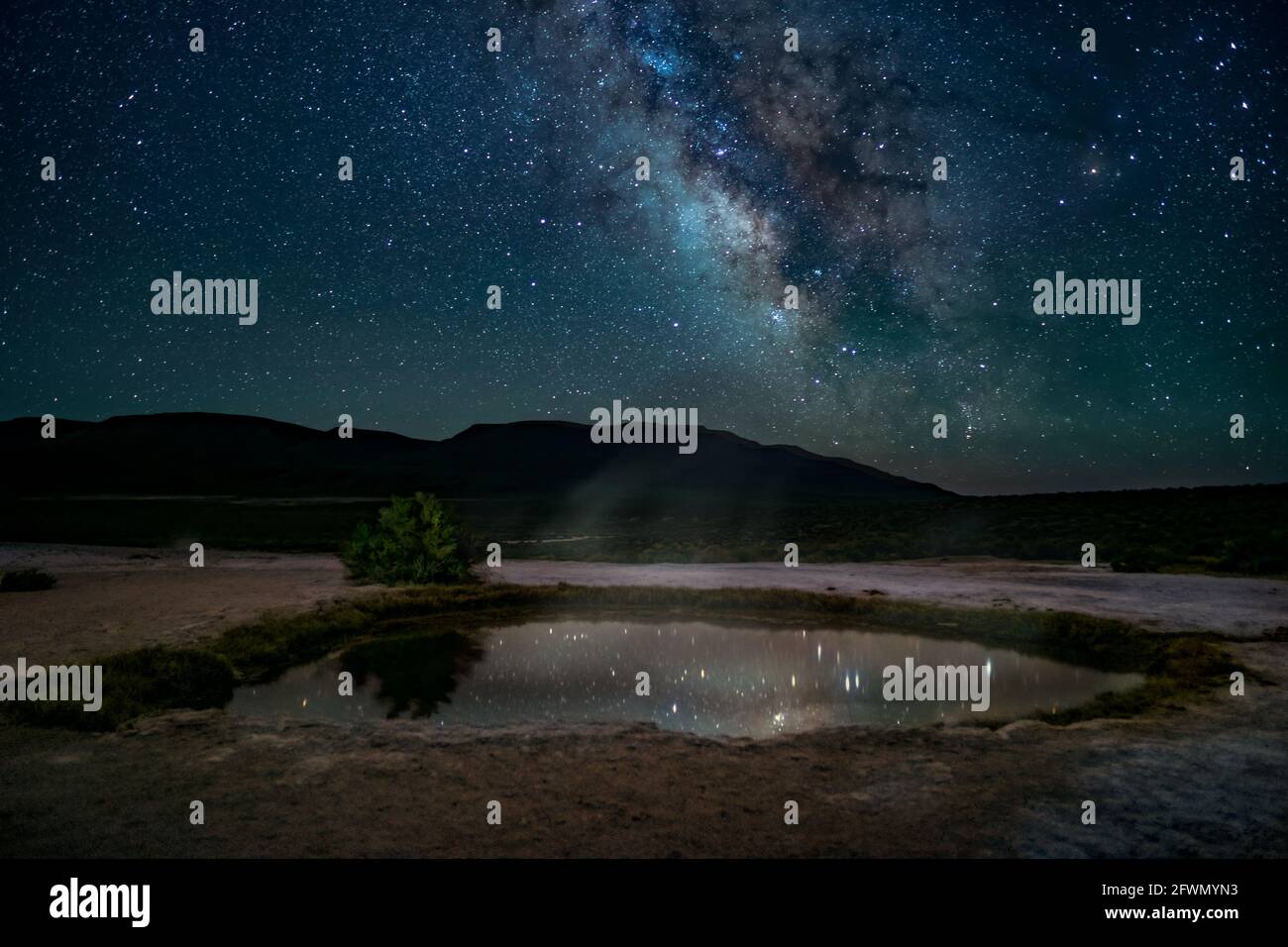 Milky Way à Mickey Hot Springs, Alvord Desert, dans le sud-est de l'Oregon Banque D'Images