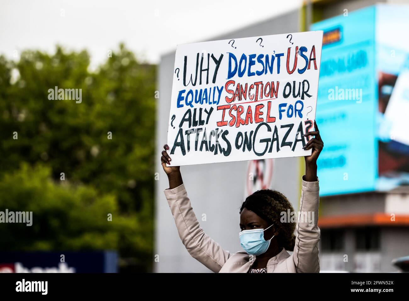 Manifestation libre de Palestine à Omaha Nebraska aux États-Unis dans un contexte de conflits en cours Entre Israël et la Palestine Banque D'Images