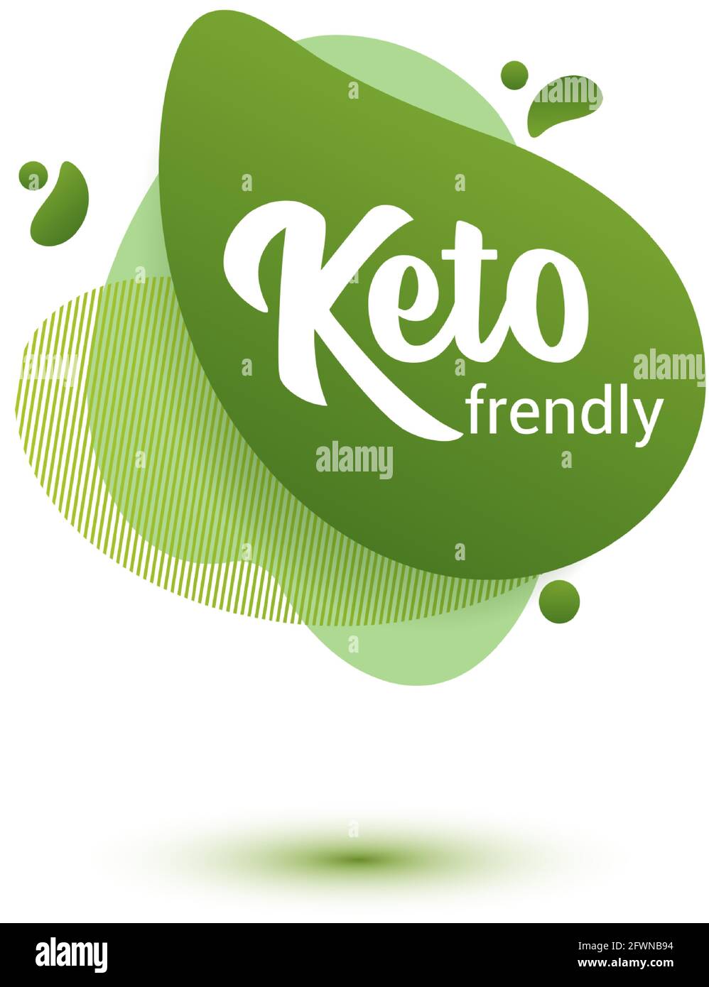 Écusson Keto Fendly. Motif amibe vert d'autocollant pour le menu de régime de céto, affiche, circulaire. Illustration de Vecteur