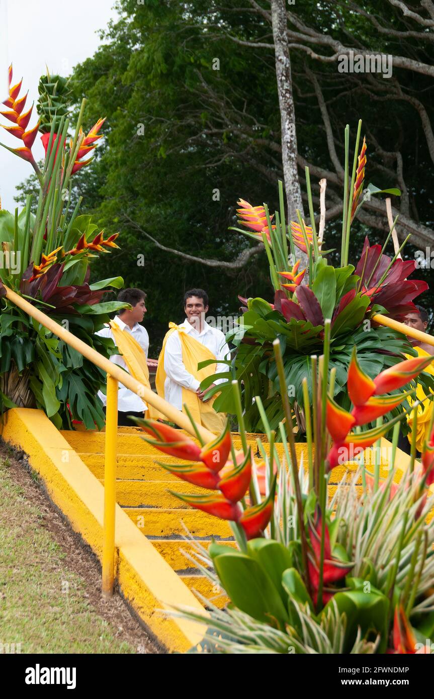 Les festivités de la journée du Roi Kamehameha à Kapa'au, Kohala du Nord, Big Island, Hawaï. Banque D'Images