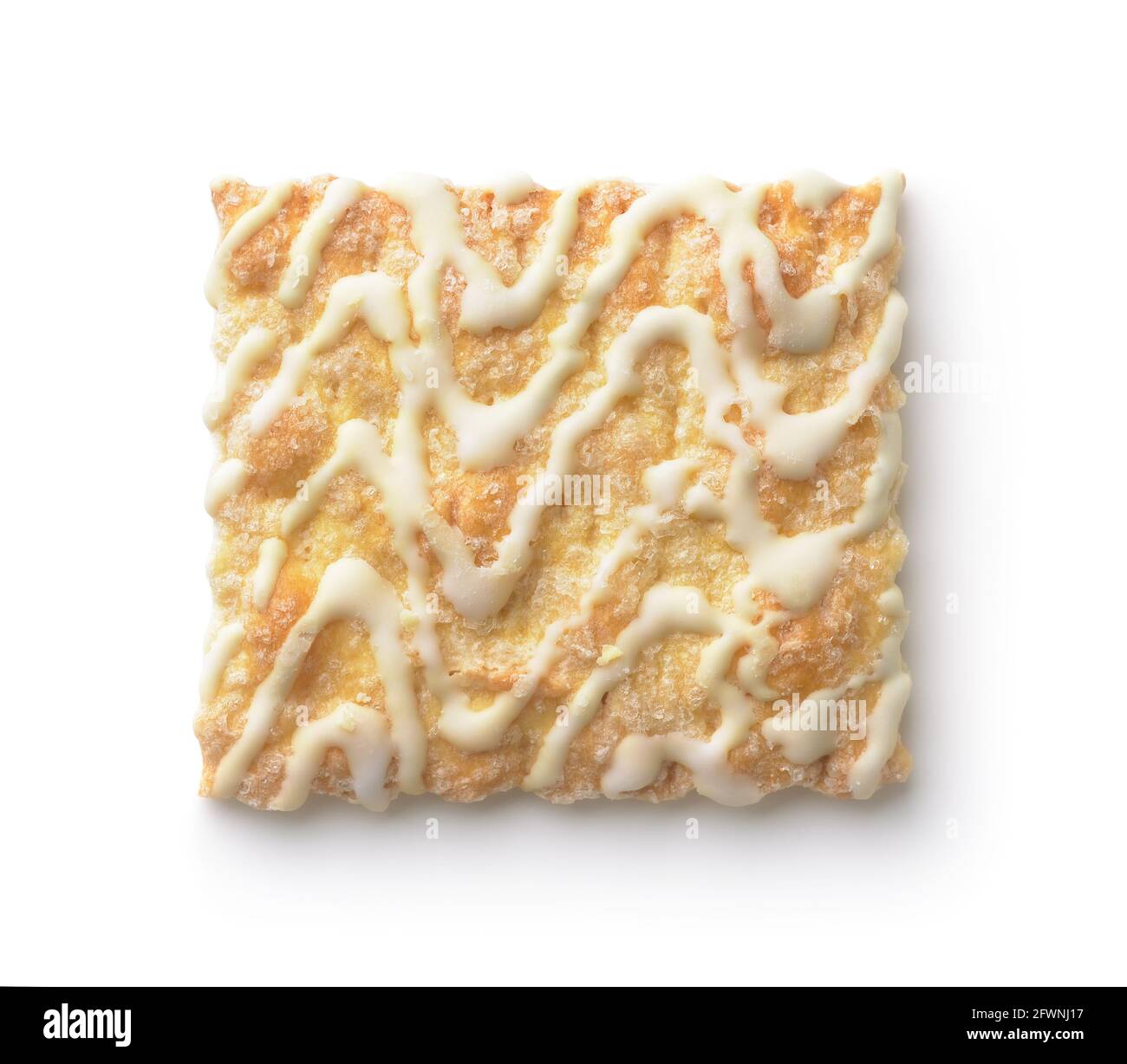 Vue de dessus du biscuit carré dégelé à la vanille isolé blanc Banque D'Images
