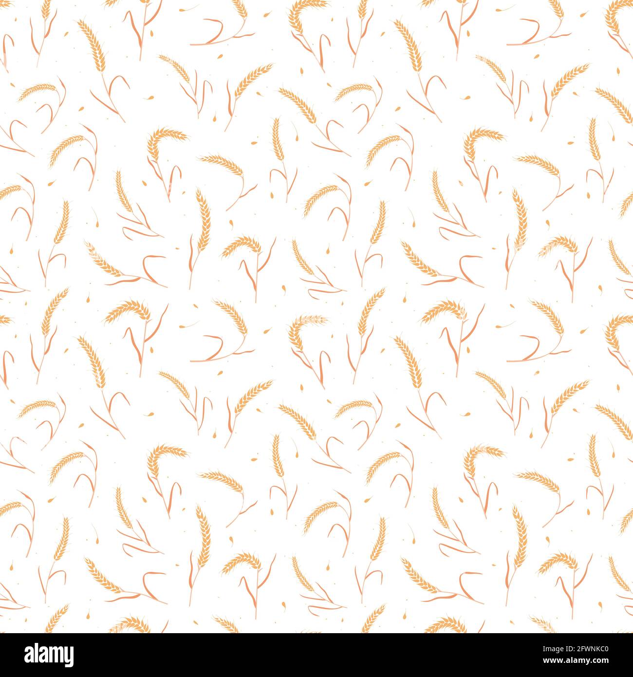 Motif sans couture avec graines de grain entier organique, oreilles naturelles isolées sur fond blanc. Illustration de Vecteur