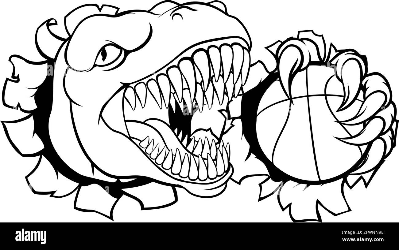 Joueur de basket-ball Sports Animaux dinosaure Mascot Illustration de Vecteur