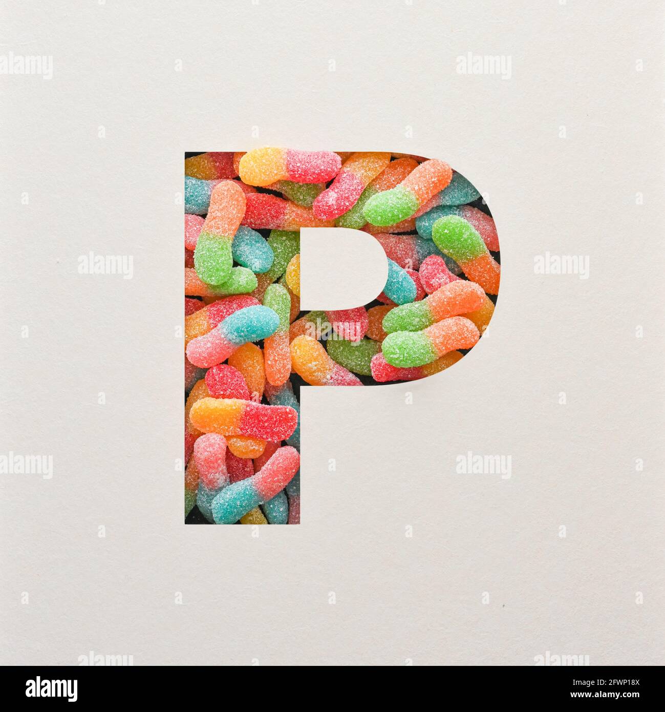 Design coloré de police, police de l'alphabet abstrait avec gelée, typographie réaliste - P Banque D'Images