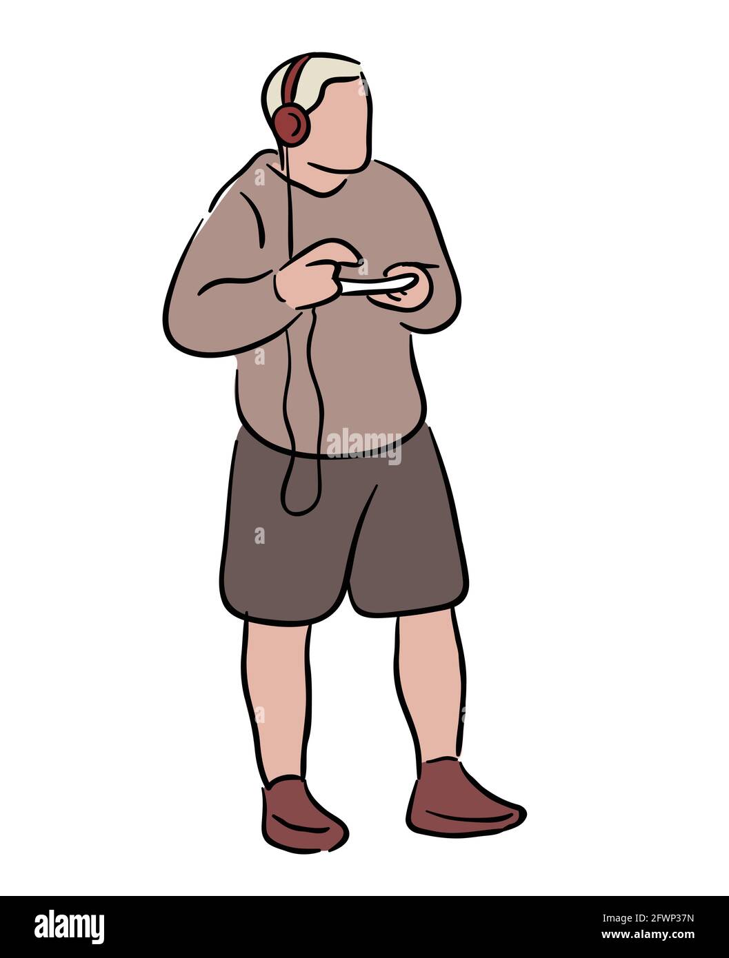 Homme écoutant de la musique isolée dans l'illustration vectorielle de fond blanc Illustration de Vecteur