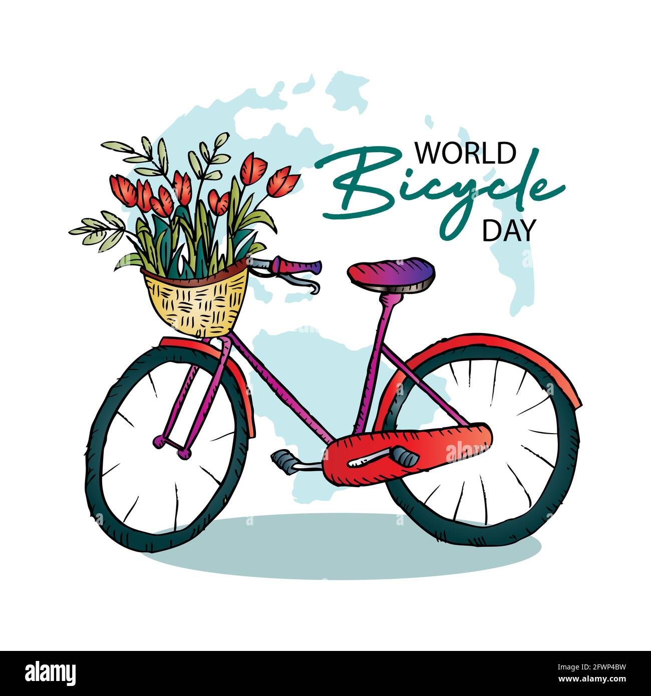 Concept d'affiche de la journée mondiale du vélo. Banque D'Images