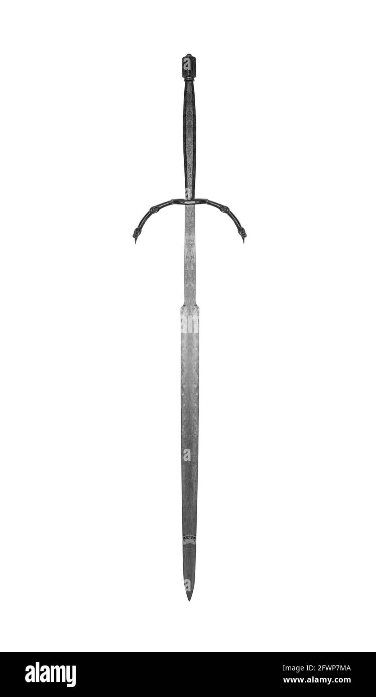 Épée de Chevalier isolée sur un blanc. Banque D'Images