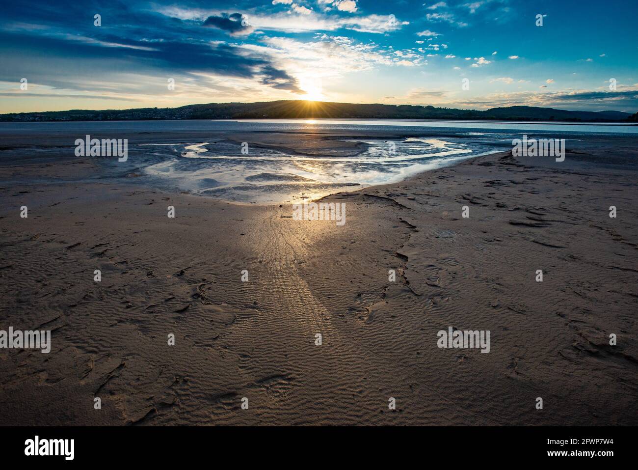 Sunset, Grange Over Sands, Cumbria, Royaume-Uni Banque D'Images