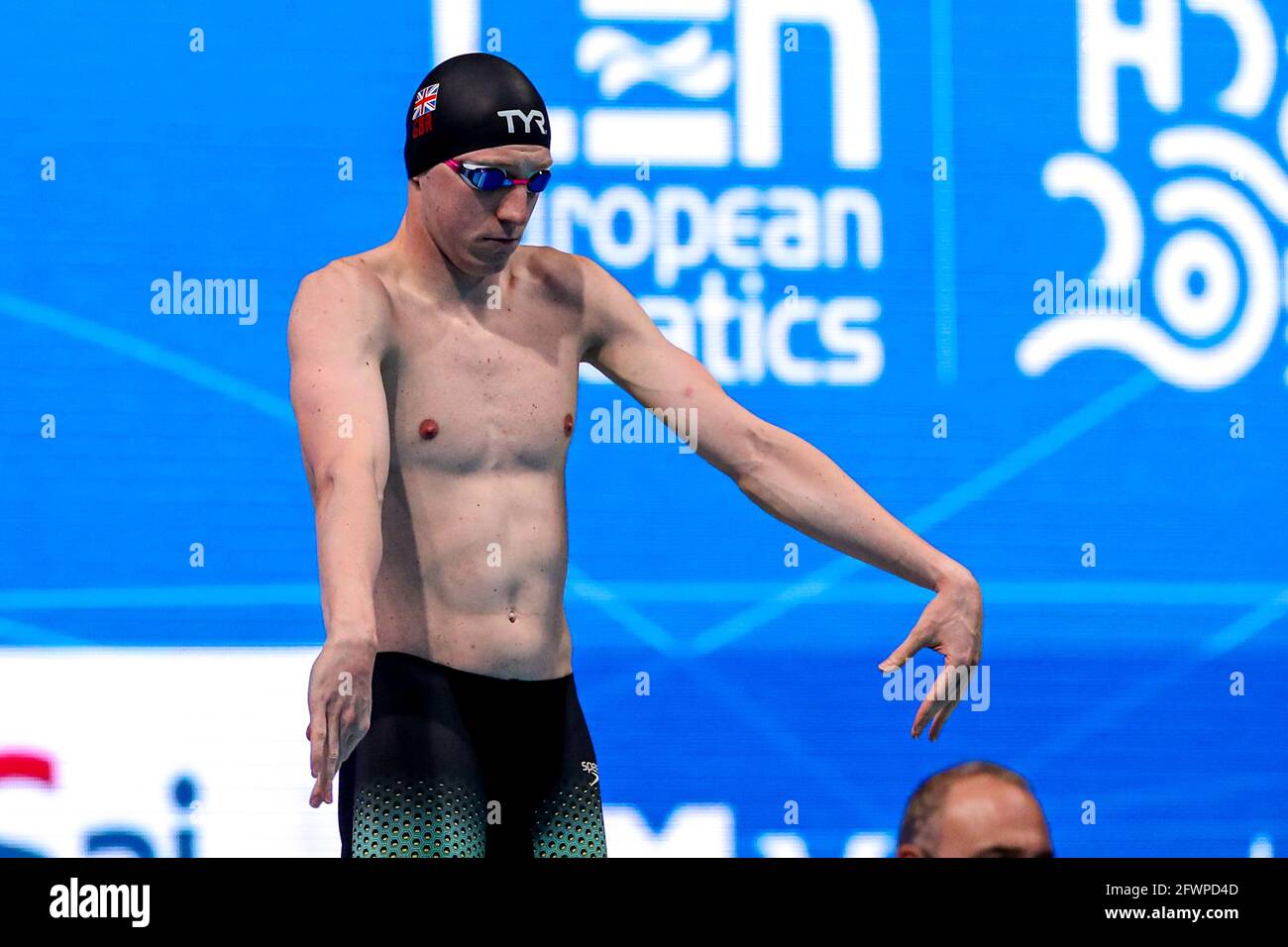 BUDAPEST, HONGRIE - MAI 23: Max Litchfield de Grande-Bretagne en compétition à la finale individuelle Medley hommes 400m pendant le LEN European Aquatics Champio Banque D'Images