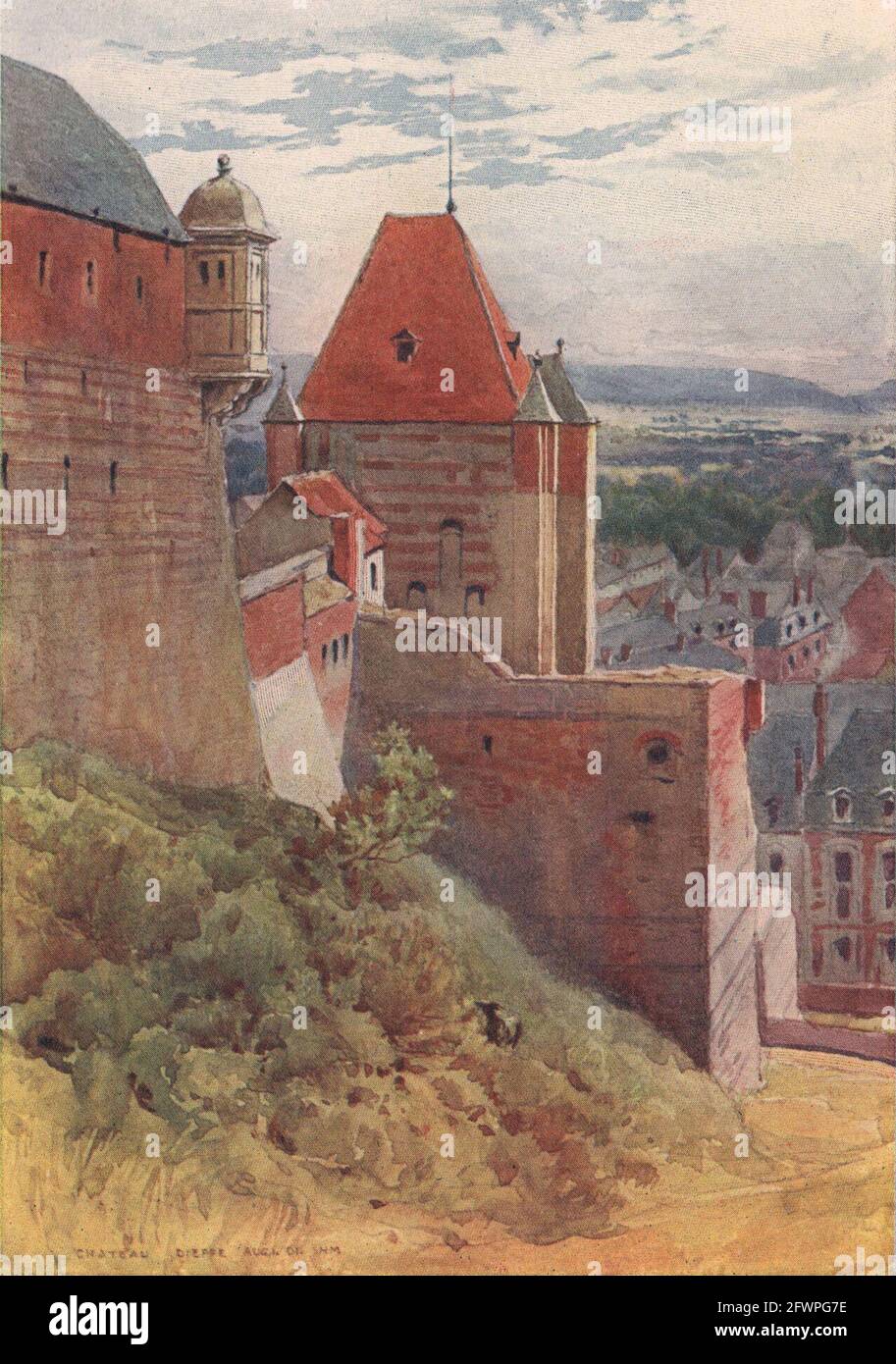Dieppe, château du XVe siècle par Alexander Murray. Imprimé Seine-Maritime 1904 Banque D'Images