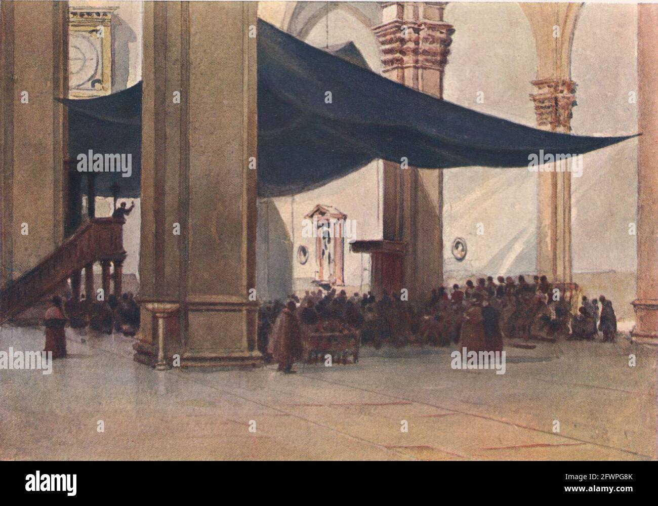 Florence, intérieur du Duomo lors de la prédication de Lenten par Alex Murray 1904 imprimé Banque D'Images