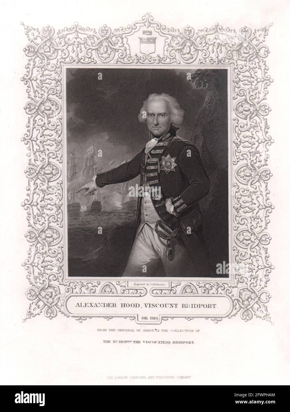 Alexander Hood, 1er vicomte Bridport (1726-1814). Après l'Abbé. TALLIS c1855 Banque D'Images