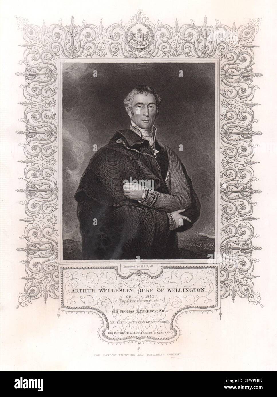 Arthur Wellesley, duc de Wellington. TALLIS c1855 ancienne image imprimée Banque D'Images