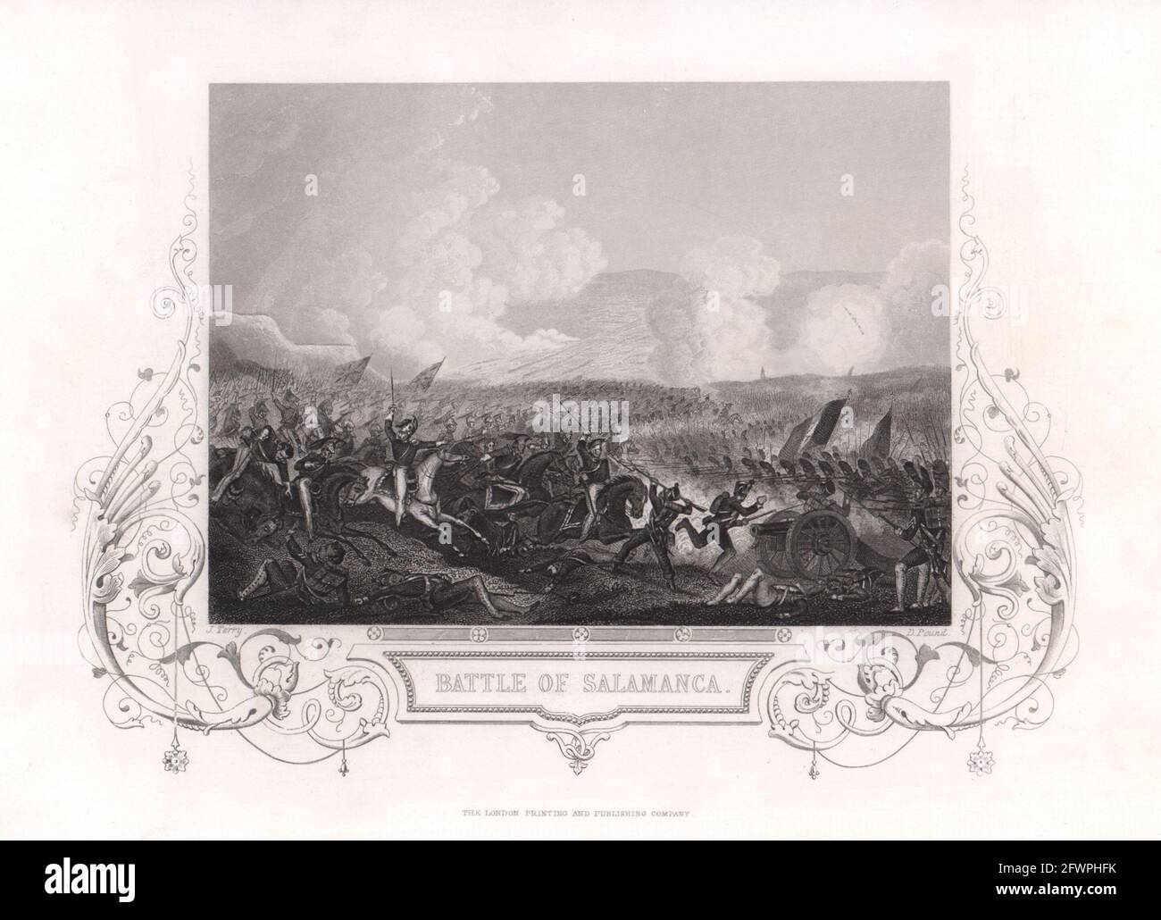 La bataille de Salamanque (Arapiles), 1812. L'Espagne. Guerre Péninsulaire. TALLIS c1855 Banque D'Images