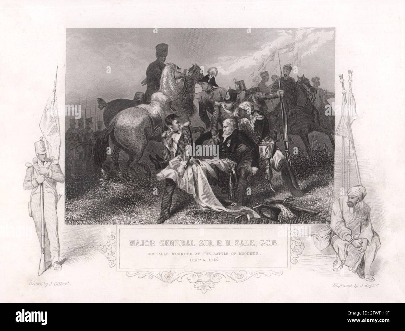 Maj-gén Sir Robert sale mort. Bataille de Mudki 1845. Guerre Anglo-Sikh. TALLIS c1855 Banque D'Images