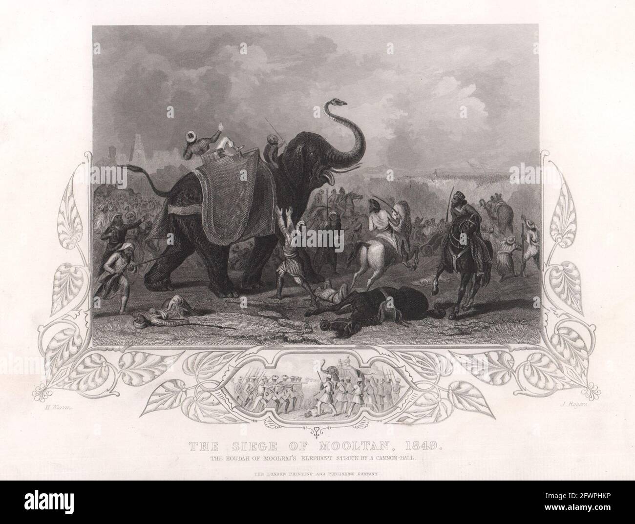 Siège de Multan 1849. Houdah de l'éléphant de Moolraj. Pakistan. TALLIS c1855 Banque D'Images