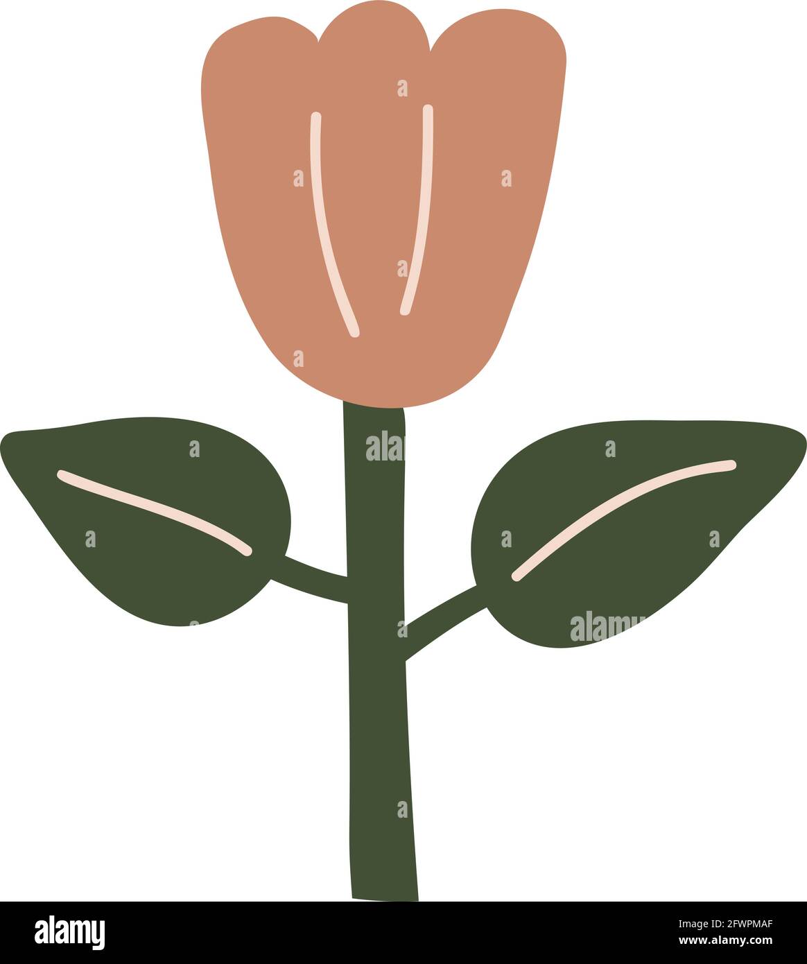 Fleur de printemps vectorielle stylisée. Élément d'illustration scandinave. Image florale d'été décorative pour carte de Saint-Valentin ou affiche de voeux, vacances Illustration de Vecteur