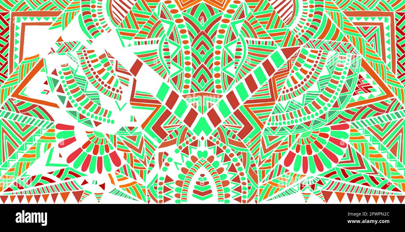 Motif tribal coloré et psychédélique géométrique. Carte décorative élégante. Illustration de Vecteur