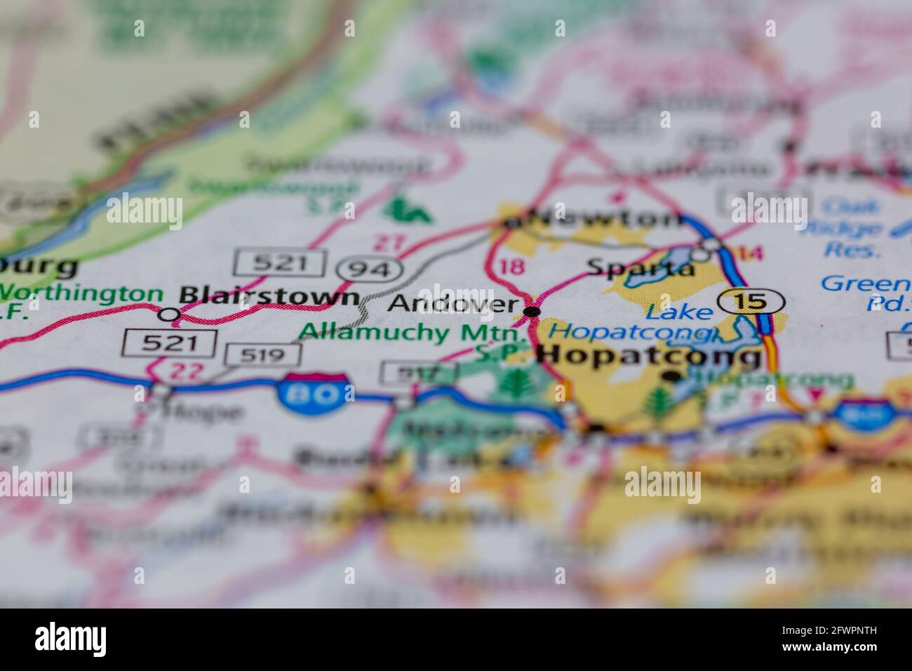 Andover New Jersey USA montré sur une carte de géographie ou carte routière Banque D'Images