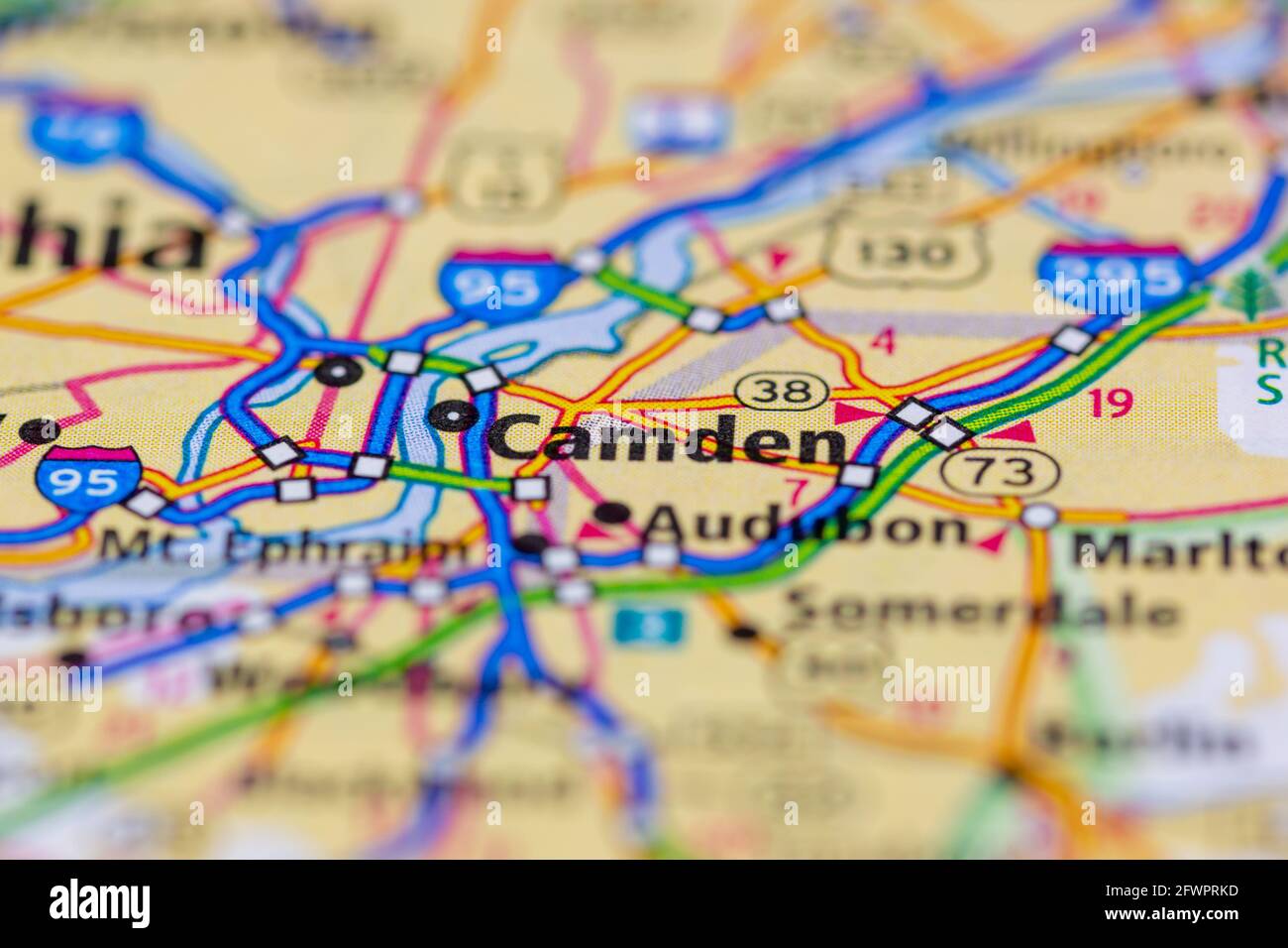 Camden New Jersey USA montré sur une carte de géographie ou carte routière Banque D'Images