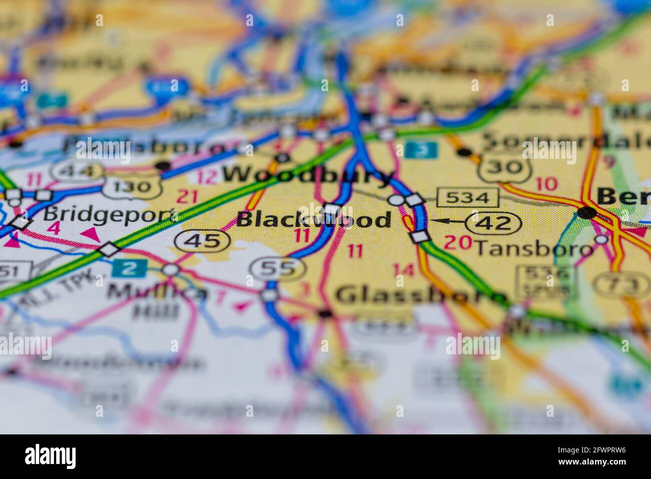 Blackwood New Jersey USA montré sur une carte de géographie ou carte routière Banque D'Images