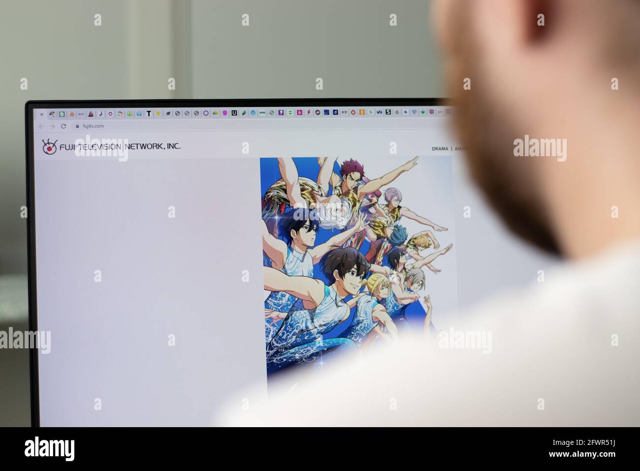 New York, Etats-Unis - 1er mai 2021 : site Web de la société Fuji TV à l'écran, Editorial Banque D'Images