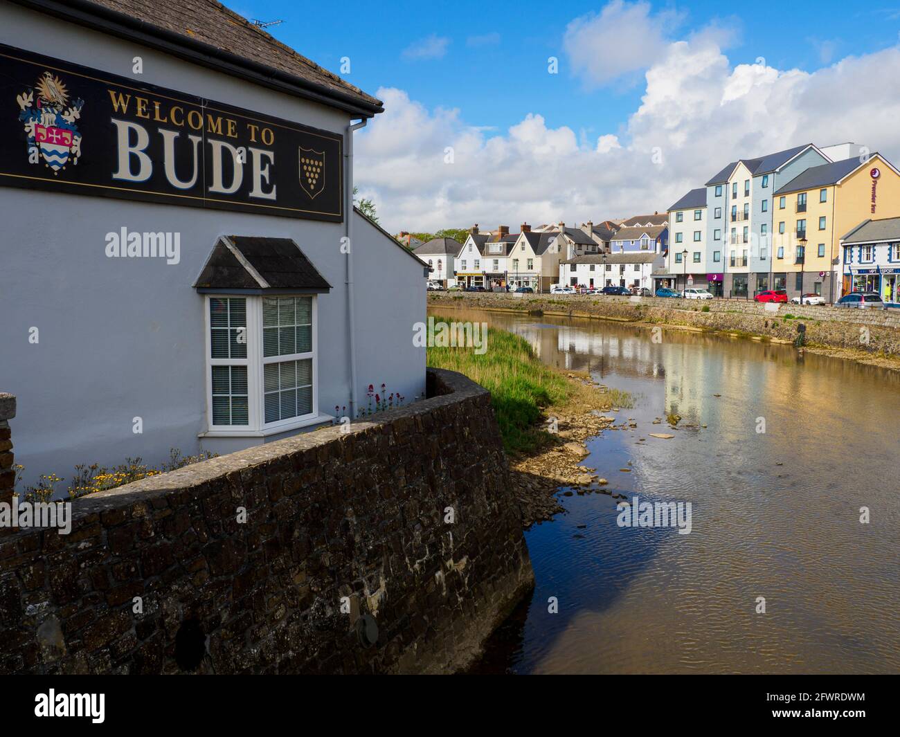 Bienvenue au panneau Bude, Bude, Cornwall, Royaume-Uni Banque D'Images