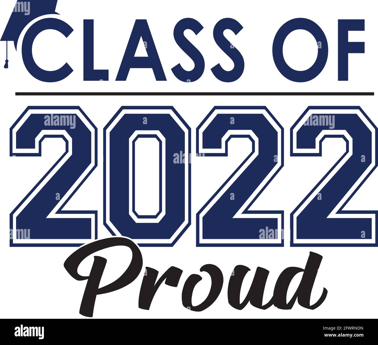 Logo PROUD de classe 2022 avec casquette de remise des diplômes Illustration de Vecteur