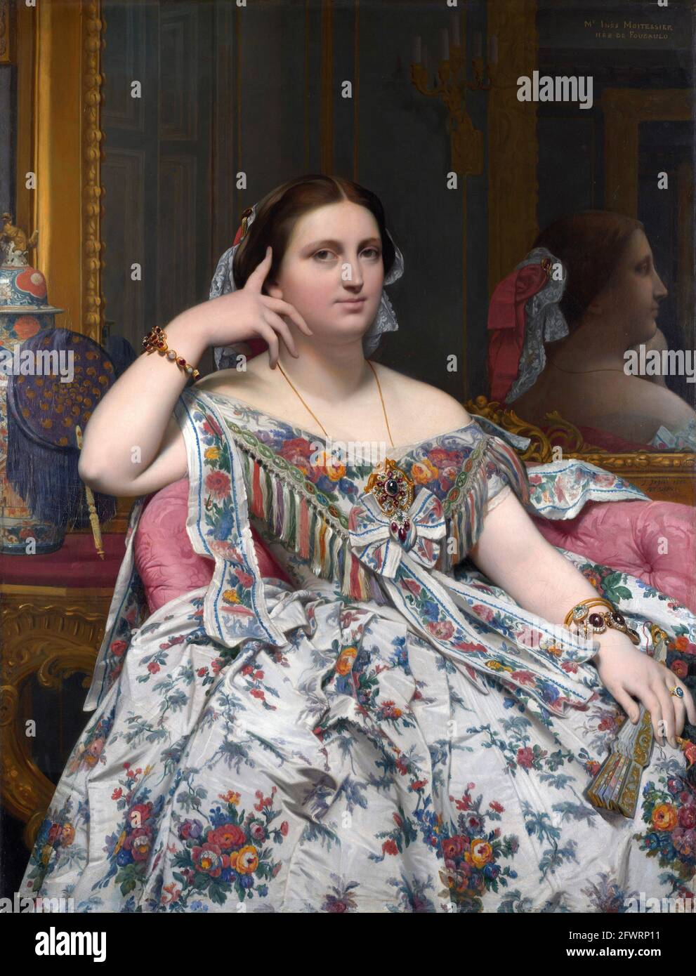 Ingres. Madame Moitessier de Jean-Auguste-Dominique Ingres (1780-1867), huile sur toile, 1856 Banque D'Images