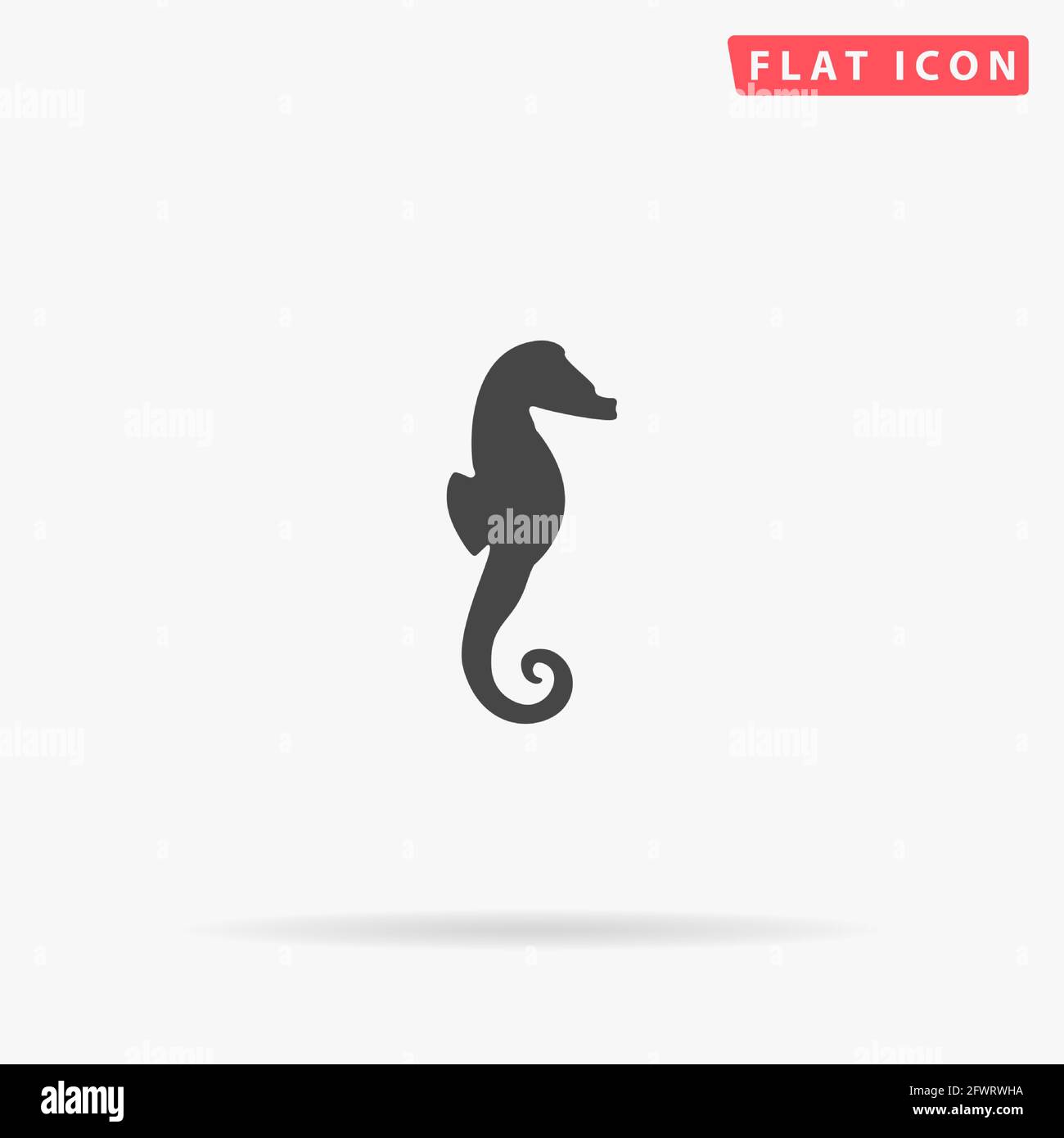 Icône vecteur plat Sea Horse. Illustrations dessinées à la main. Illustration de Vecteur